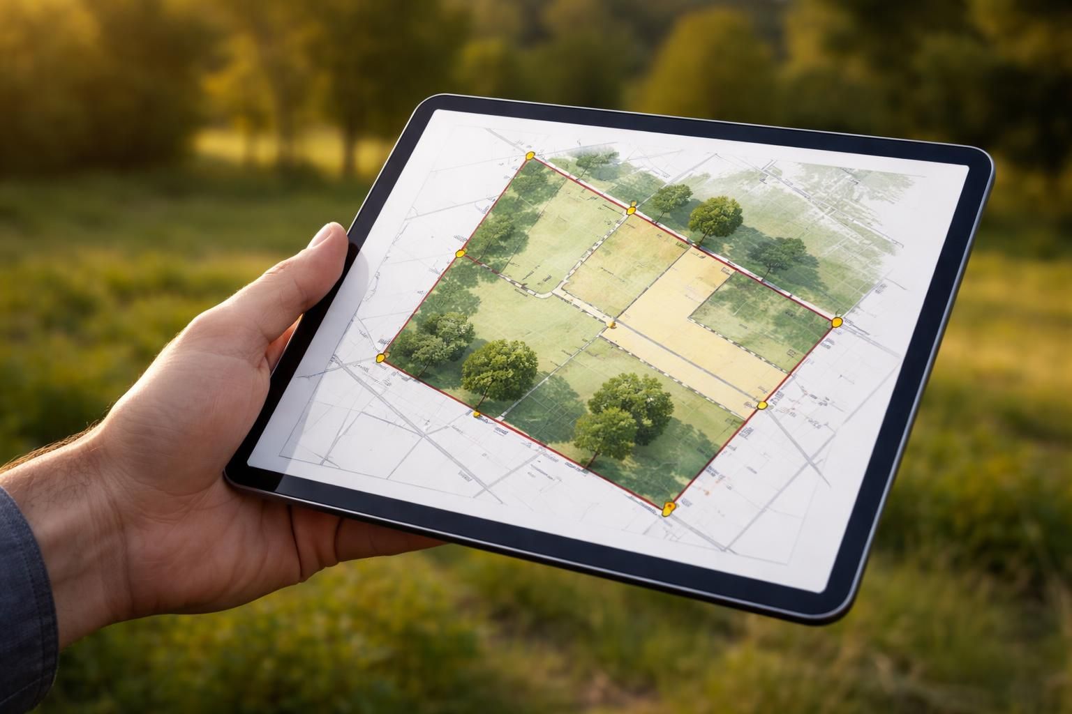 découvrez comment vendre un terrain en toute sérénité grâce à notre guide complet sur les plans, servitudes et bornage, présenté de manière interactive sur tablette tactile.